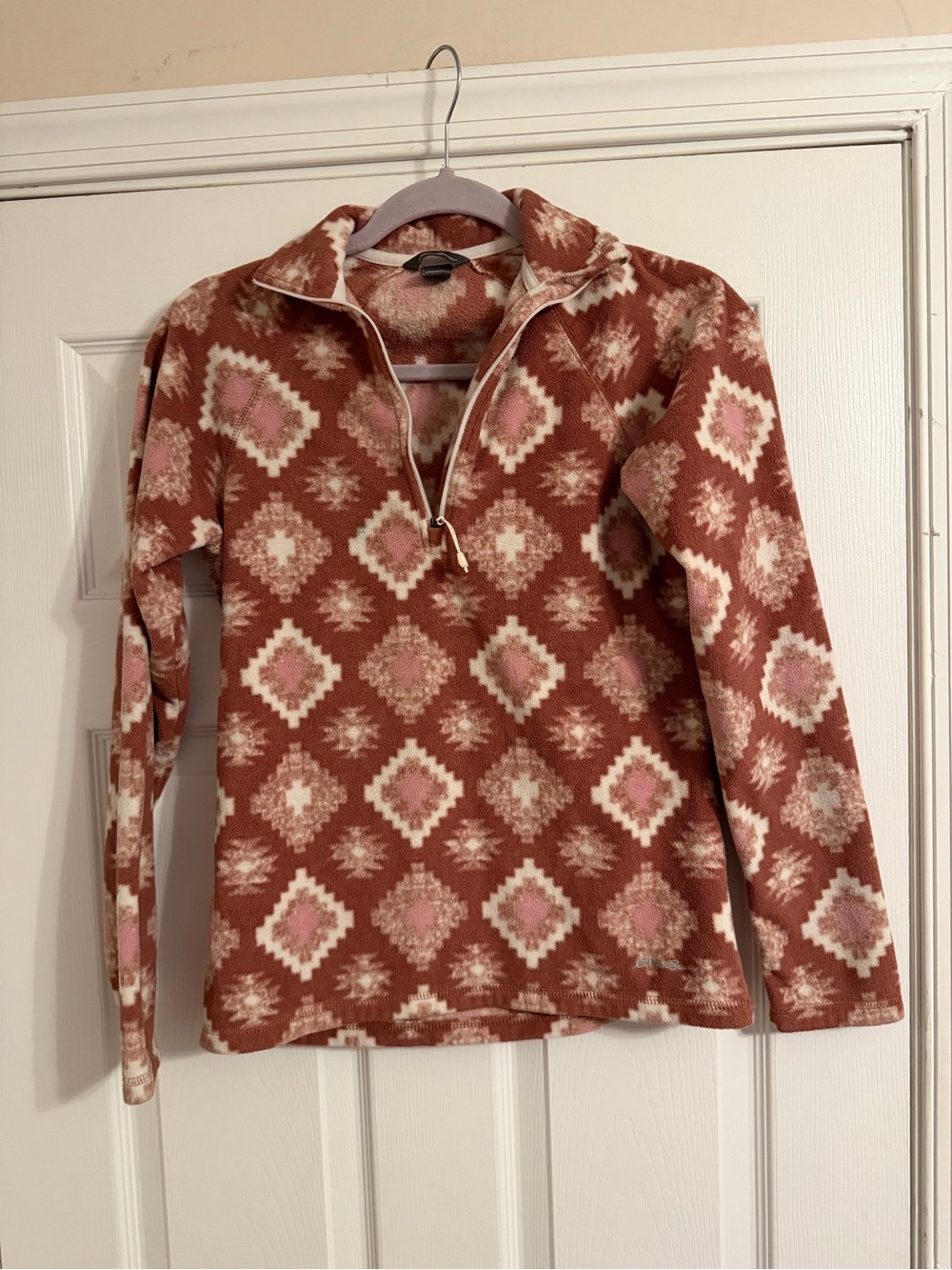 Eddie Bauer Rust, Pink & Cream Half-Zip Turtleneck Fleece